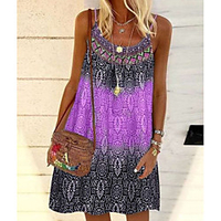 cross-border exclusively for 2021 summer wish aliexpress european and american printed loose strap chiffon dress miniinthebox