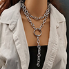 cross-border jewelry,  punk exaggerated long ring multi-layer necklace,  thick chain hip hop heart necklace with personality miniinthebox