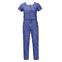 cross-border jumpsuit straight-leg pants 2021 european and american tie-dye printing short-sleeved tie-up waist slimming casual loose jumpsuit miniinthebox