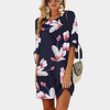 cross-border supply of 2020 summer new products fashion middle-sleeve print tie round neck dress female 0804 0805 miniinthebox