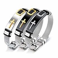 Cross bracelets for men,  stainless steel religious bracelet for couples boys and man