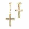 cross earrings dangle mens 925 sterling silver asymmetry crosss drop earring women crystal cubic zirconia jewelry christmas gift for birthday present de0193w