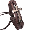 cross leather bracelet religious communion gifts christian jewelry cross statement for men boys (brown)