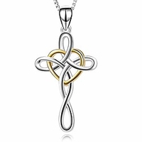 cross necklace 925 sterling silver celtic knot cross infinity heart love pendant necklace 18 (gold cross necklace)