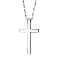 cross necklace for men women stainless steel silver plain cross pendant necklace simple jewelry gifts,  gifts box package,  24 inches chain