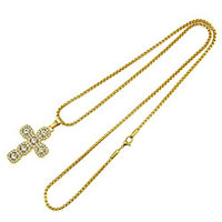 Cross Necklace Pave Friends Trendy Alloy Gold 75 cm Men