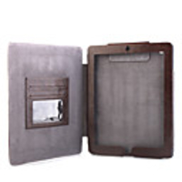 Cross Pattern PU Leather Case with Card Holder for iPad 2 Brown