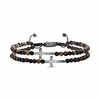 cross station double strand brown beaded adjustable bracelet for men (brown),  one size (smbs606861ox-tgm)