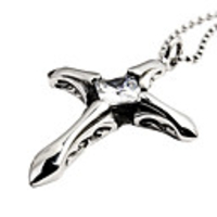 Cross Titanium Steel And Crystal Necklace