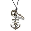Crossbones Anchor Pattern Cow Leather Necklace