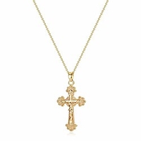crucifix necklace gold faith cross pendant vintage 14k gold plated dainty chain minimalist simple god lords prayer religious jewelry gift