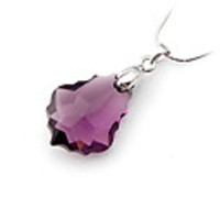 Crystal and 925 Sterling Silver Pendant - Purple