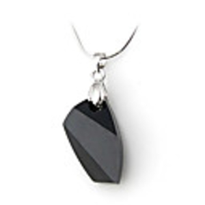 Crystal And 925 Sterling Silver With Platinum Plated Pendant - Black