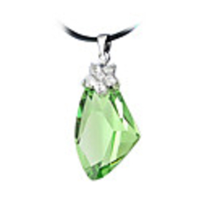 Crystal And 925 Sterling Silver With Platinum Plated Pendant - Green
