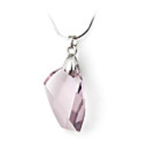 Crystal And 925 Sterling Silver With Platinum Plated Pendant - Pink