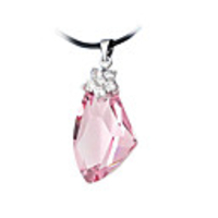 Crystal And 925 Sterling Silver With Platinum Plated Pendant - Pink