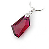 Crystal And 925 Sterling Silver With Platinum Plated Pendant - Red