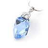 Crystal And Swan Shaped 925 Sterling Silver With Platinum Plated Pendant - Blue