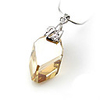 Crystal And Swan Shaped 925 Sterling Silver With Platinum Plated Pendant - Champagne