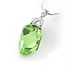 Crystal And Swan Shaped 925 Sterling Silver With Platinum Plated Pendant - Green