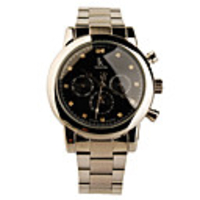 Crystal Automatic Tourbillon Moonphase Watch with Three Small Dials Black