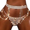 crystal belly waist chain beach layered body chains fashion waist jewelry nightclub body accessory for women and girls (gold)