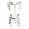 crystal body chain women waist vest harness shoulder jewelry kit for party bikini (gold)