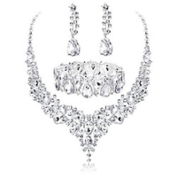 crystal bridal jewelry sets for women necklace earrings bracelet set for wedding rhinestone bridesmaid gifts fit with wedding dress