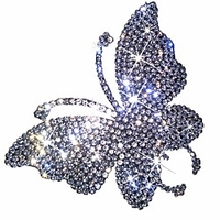 Crystal Car Decoration Stickers Butterfly Crystal Rhinestone Car Sticker Decal Decorate Cars Bumper Window Laptops Rhinestone Sticker Decoration Bling Bling Interior Accessories 4 Pack 2.4X2.8 inc miniinthebox