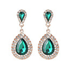 Crystal Drop Earrings Long two stone Drop Ladies Sweet Fashion Elegant Earrings Jewelry Black / Green / Blue For Wedding Party / Evening