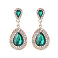 Crystal Drop Earrings Long two stone Drop Ladies Sweet Fashion Elegant Earrings Jewelry Black / Green / Blue For Wedding Party / Evening