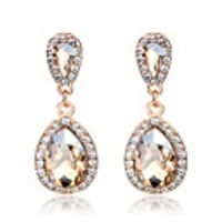 Crystal Drop Earrings Pear Cut Long Solitaire Drop Ladies Sweet Elegant Earrings Jewelry Gold For Wedding Party / Evening Masquerade Engagement Party Prom
