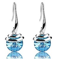 crystal french wire dangle drop earrings (blue)