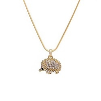 crystal hedgehog fashion necklace (gold-tone)