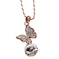 Crystal Inlaid Butterfly Crystal Alloy Necklace(Golden)