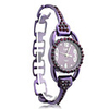 Crystal Inlaid Metal Chain Band Analog Quartz Diamond Bracelet Watch For Women(Purple)