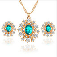 Crystal Jewelry Set Pendant Necklace Oval Cut Snowflake Ladies Party Fashion Cubic Zirconia Rose Gold Plated Earrings Jewelry White / Green / Blue For Wedding Party Special Occasion Anniversary