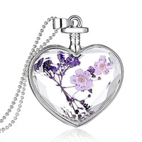 Crystal Pendant Heart Ladies Fashion everyday fancy Sterling Silver Purple Necklace Jewelry For Wedding Party Daily Casual