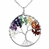 crystal quartz tree of life necklace 7 chakras healing gemstone pendant