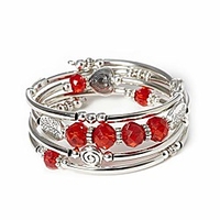 crystal wrap bracelet fashion jewelry bangle silver metal gifts tree of life for women (red)
