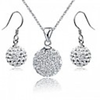 crystals from swarovski disco ball white set pendant necklace 18 hook earrings 18 ct white gold plated for women