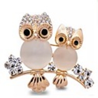 Cubic Zirconia Brooches Classic Owl Fashion Brooch Jewelry Gold For