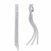 cubic zirconia crystal taseel dangle long drop clip on earrings for women golden tone