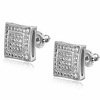 cubic zirconia studs earrings sterling silver screw back sparkly earrings for men and women hypoallergenic earring aretes para hombre (quadrangle silver)