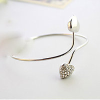 Cuff Bracelet Heart Love Luxury Party Simple Style Cute Open Rhinestone Bracelet Jewelry Silver For Party / Imitation Diamond
