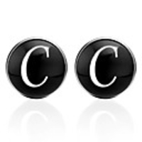 Cufflinks Alphabet Shape Formal Vintage Brooch Jewelry Black Silver Brown For Graduation Daily