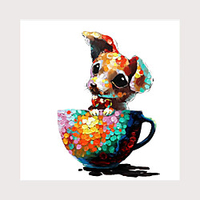 Cup Dog Oil Painting On Canvas Abstract Contemporary Art Wall Paintings Handmade Painting Home Office Decorations Canvas Wall Art Painting Rolled Canvas(No Frame)