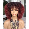 Curly Afro Wig with Bangs for Black Women Short Kinky Curly Wig 14inch Synthetic Heat Resistant Brown Full Wigs miniinthebox