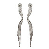 Curly Flower Dangly Rhinestone Fully-Jewelled Earring