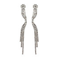 Curly Flower Dangly Rhinestone Fully-Jewelled Earring